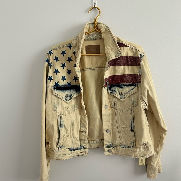 America 🇺🇸 denim jean jacket with American flag print - Picture 5 of 5